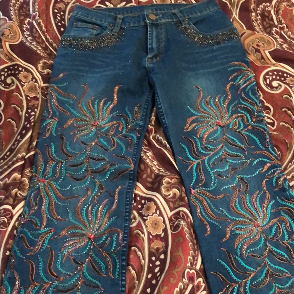 Hand beaded jeans